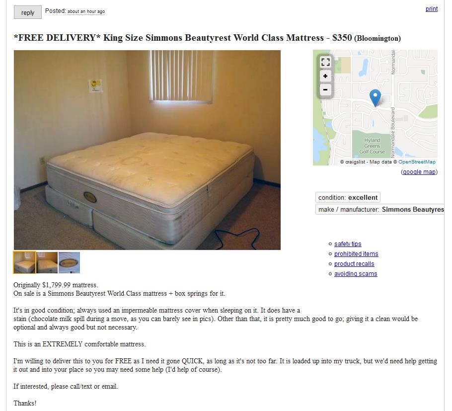 $1800 king-sized, king-quality mattress